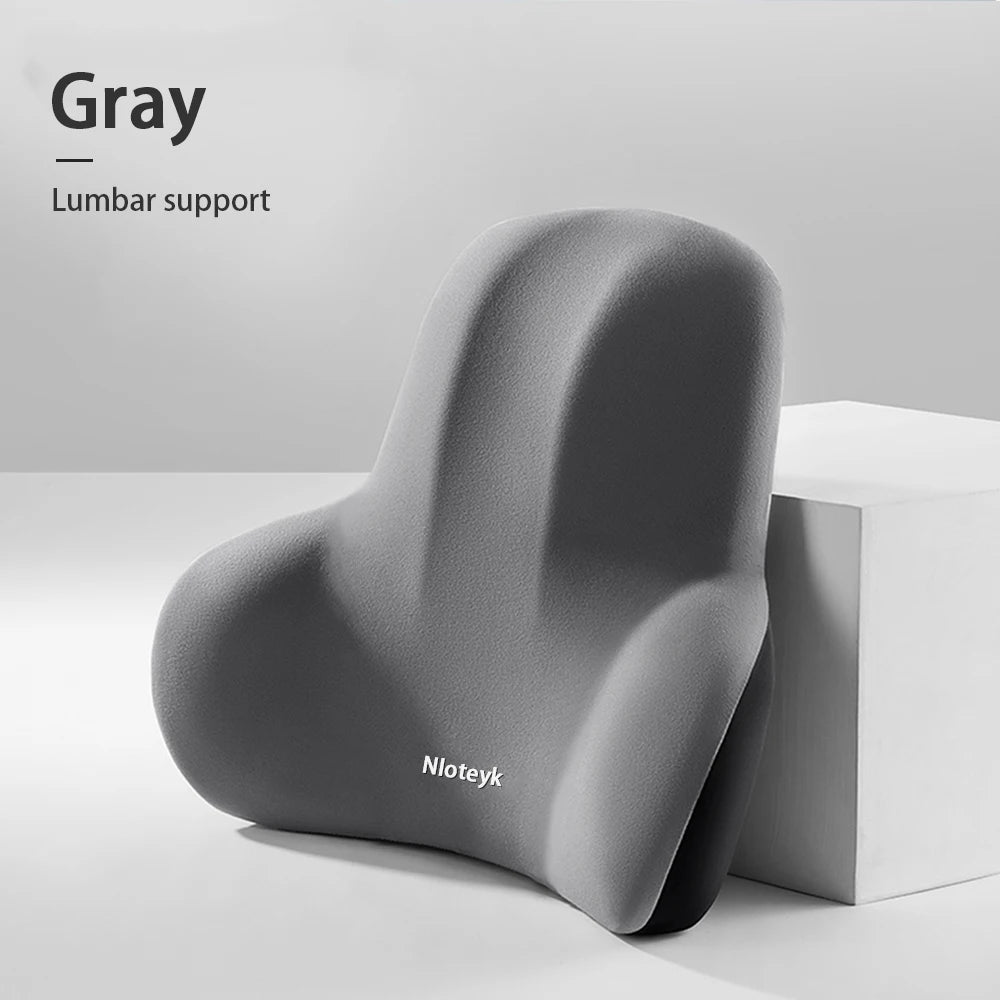 Smartlyo car lumbar support back cushion and neck pillow set, designed for ergonomic comfort during travel.