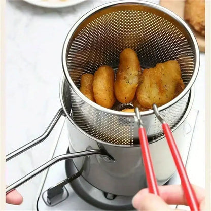Smartlyo stainless steel deep fryer with digital controls and basket for versatile frying meals.