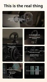 Smartlyo 360° strong magnetic cell phone holder mounted on car dashboard, holding a smartphone securely in place.