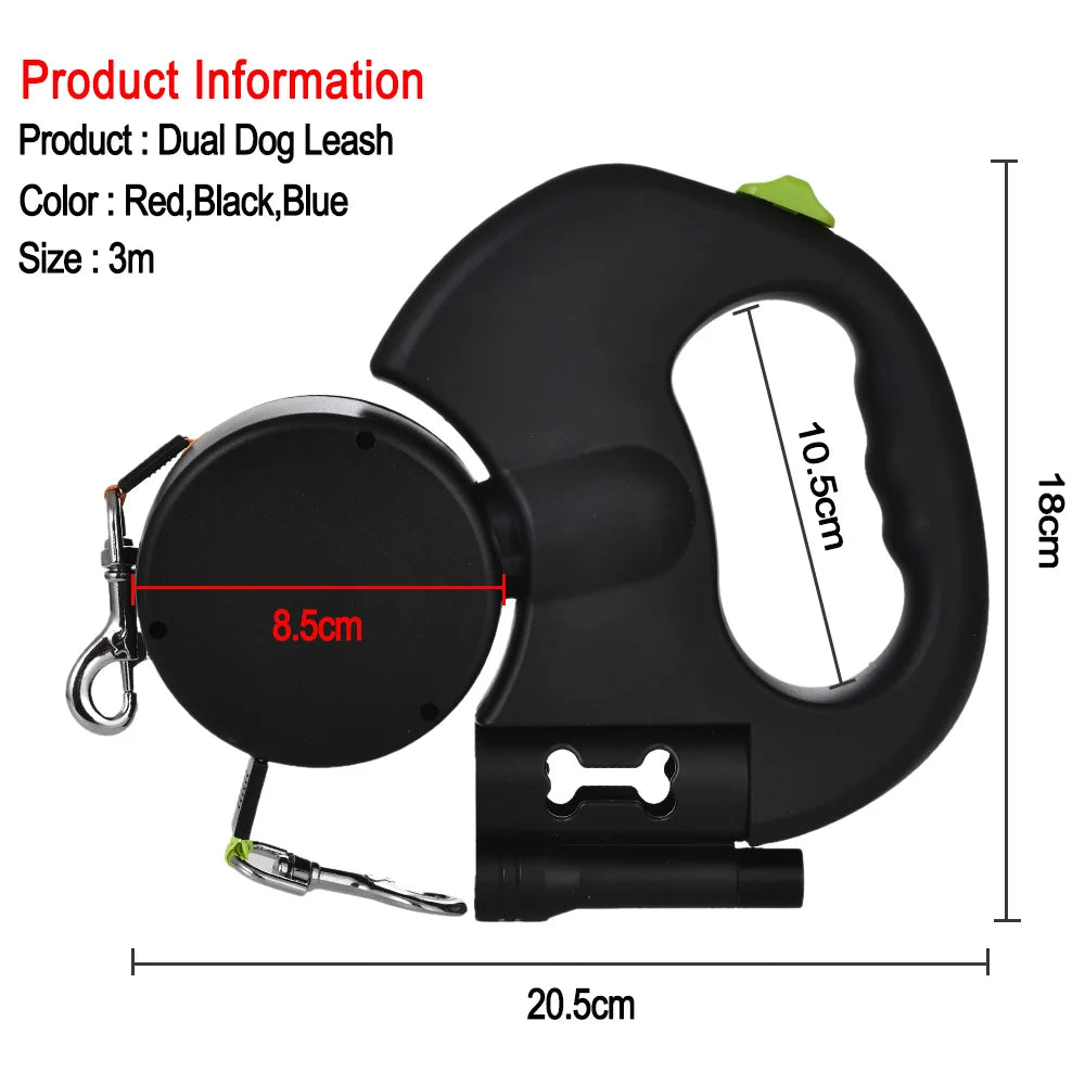 Dual dog leash size