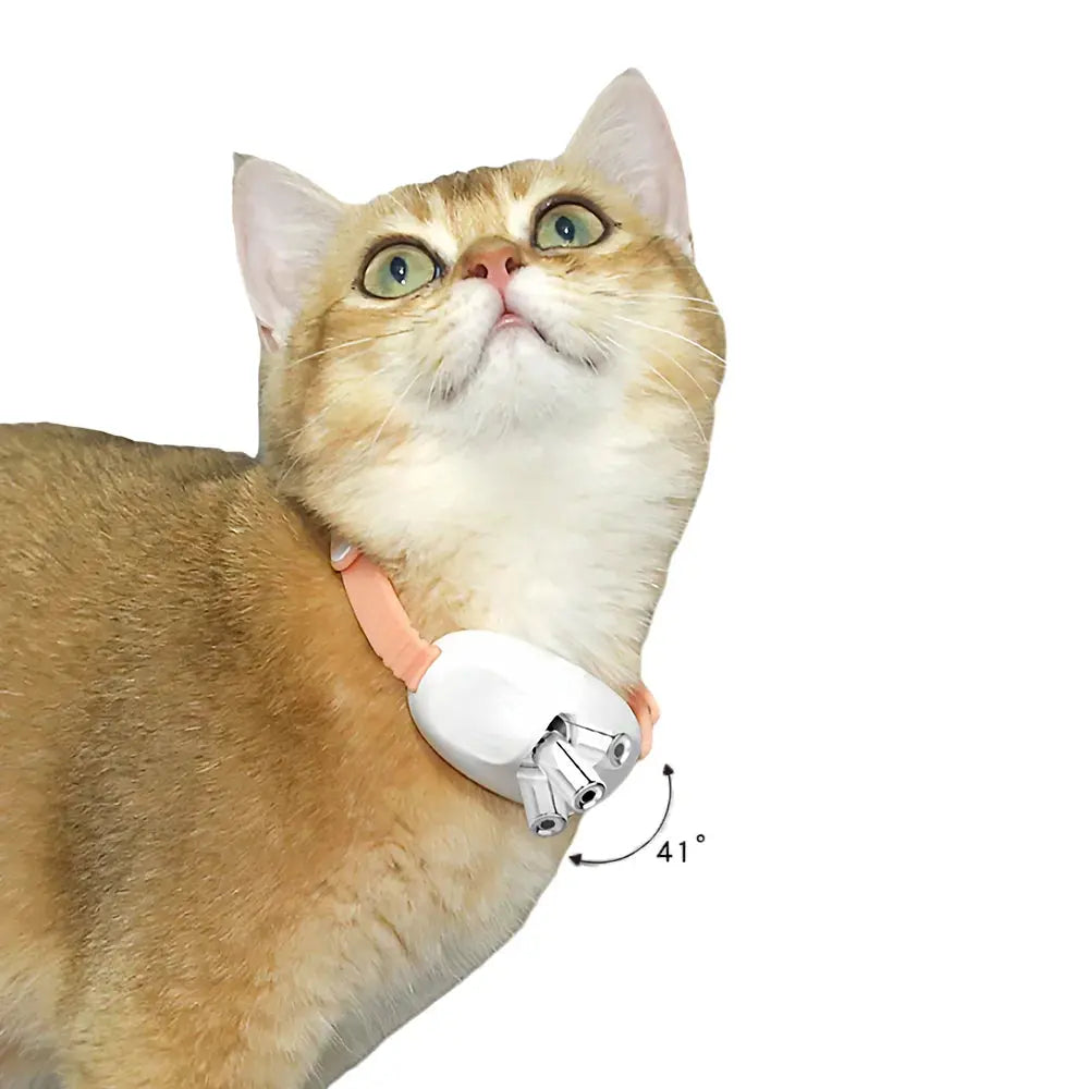 Automatic moving laser cat collar toy by Smartlyo showing a sleek collar with built-in laser projector for playful feline entertainment.