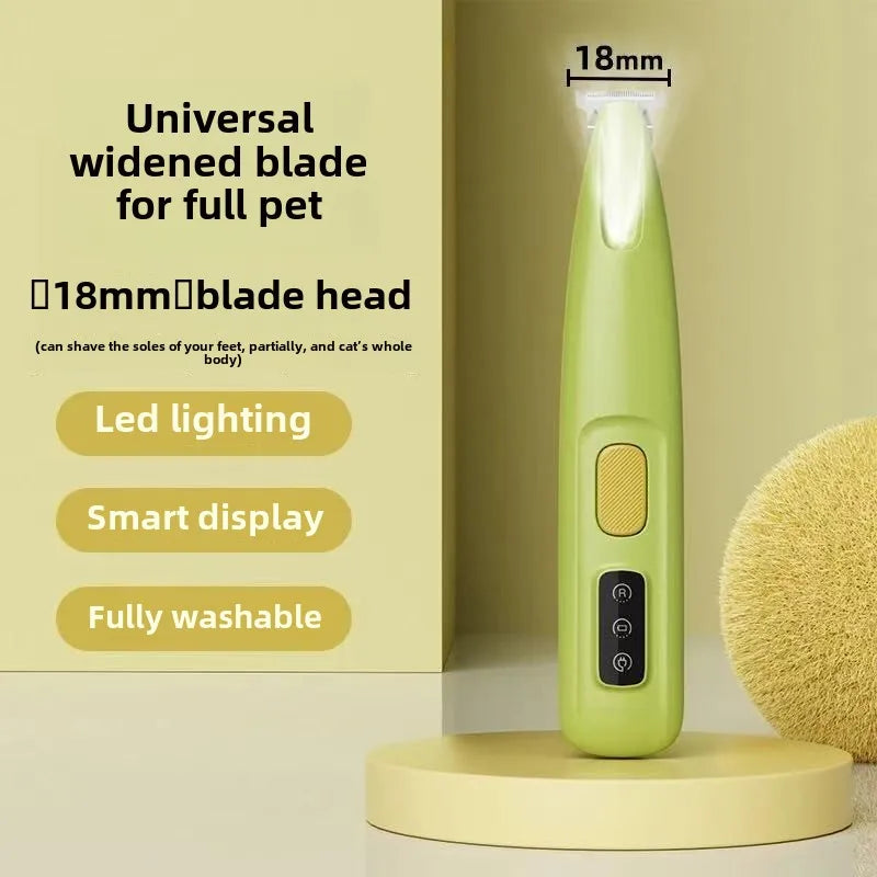 Smartlyo dog paw trimmer with LED light, showing a close-up of the trimmer tool designed for safe pet nail grooming