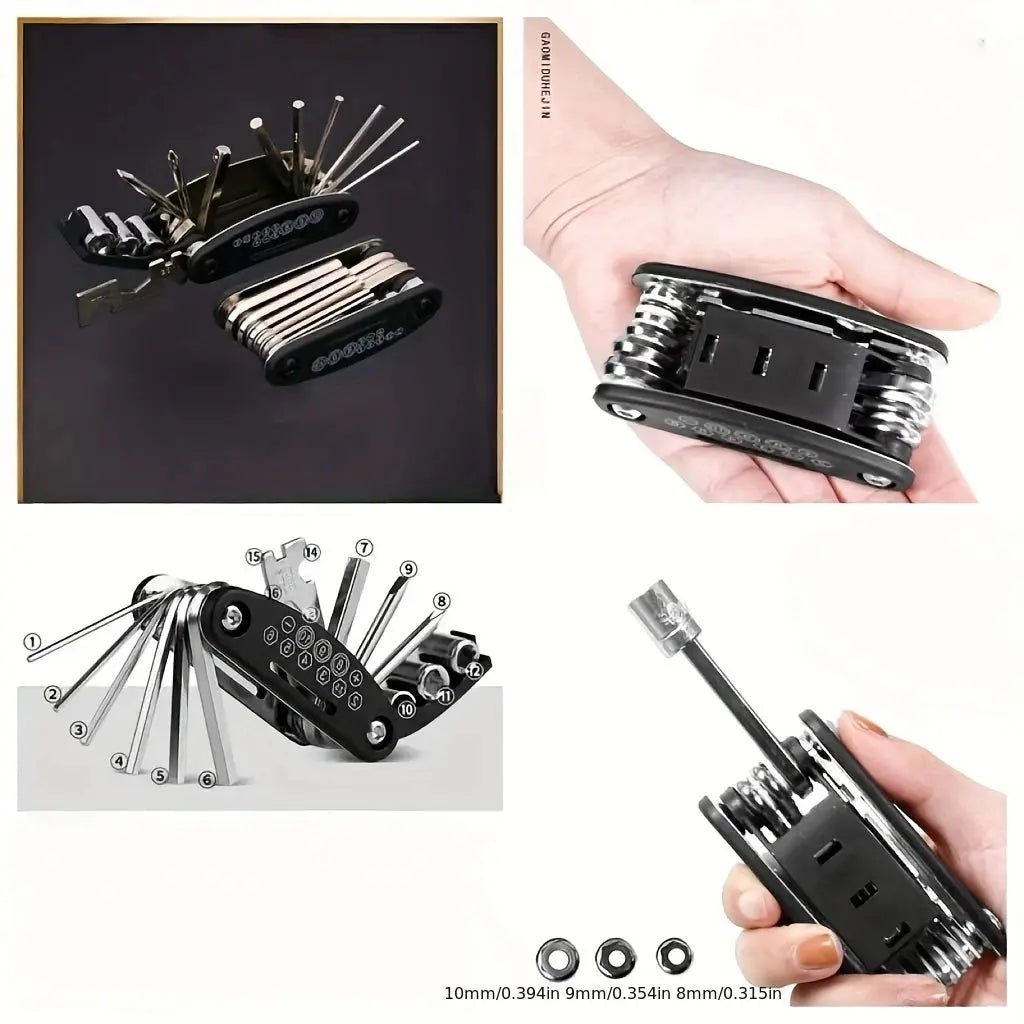 Smartlyo 16-in-1 socket wrench set with various interchangeable heads, displayed on a workbench for versatile tool use.