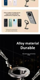 Smartlyo 360° magnetic cell phone holder mounted on a car dashboard, showcasing strong magnetic grip and adjustable rotation.