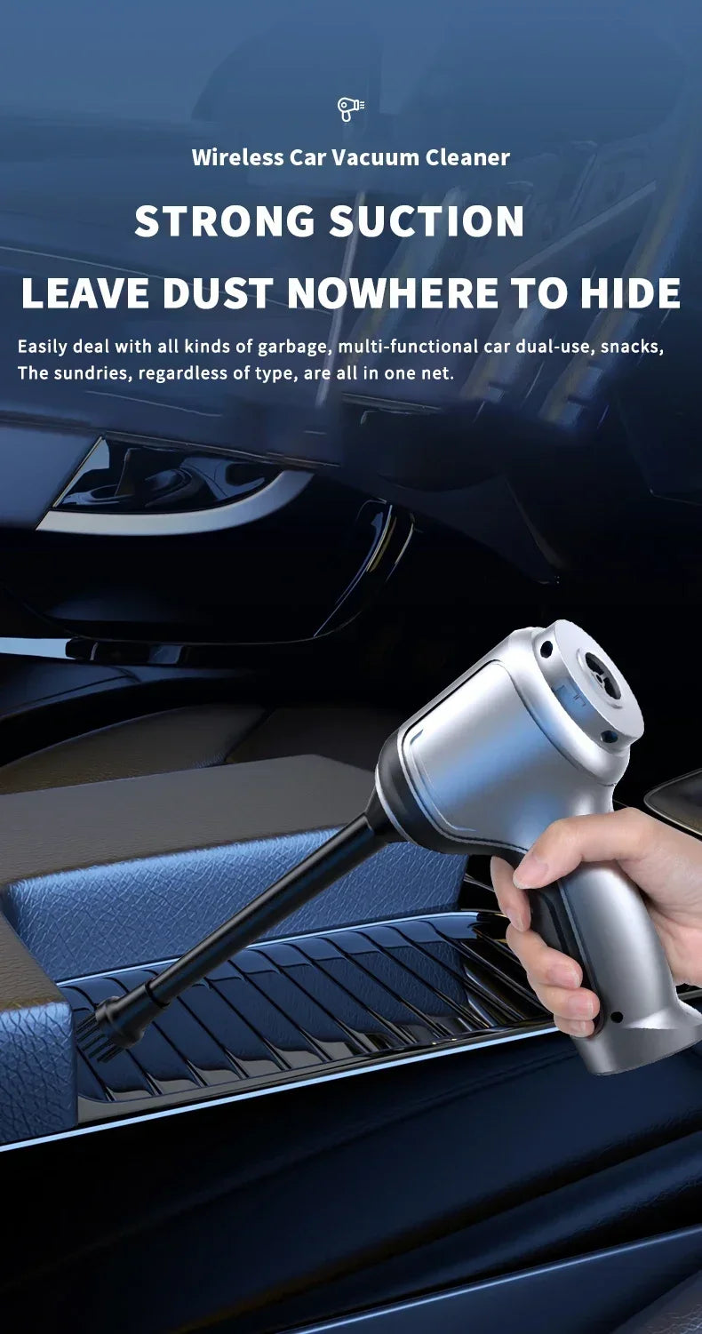 Wireless car vacuum cleaner by Smartlyo, cordless handheld cleaner with strong suction for vehicle interior cleaning.