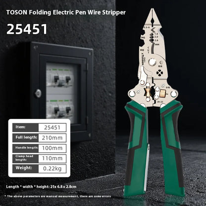 Foldable Wire Stripper & Crimping Pliers with Voltage Detector