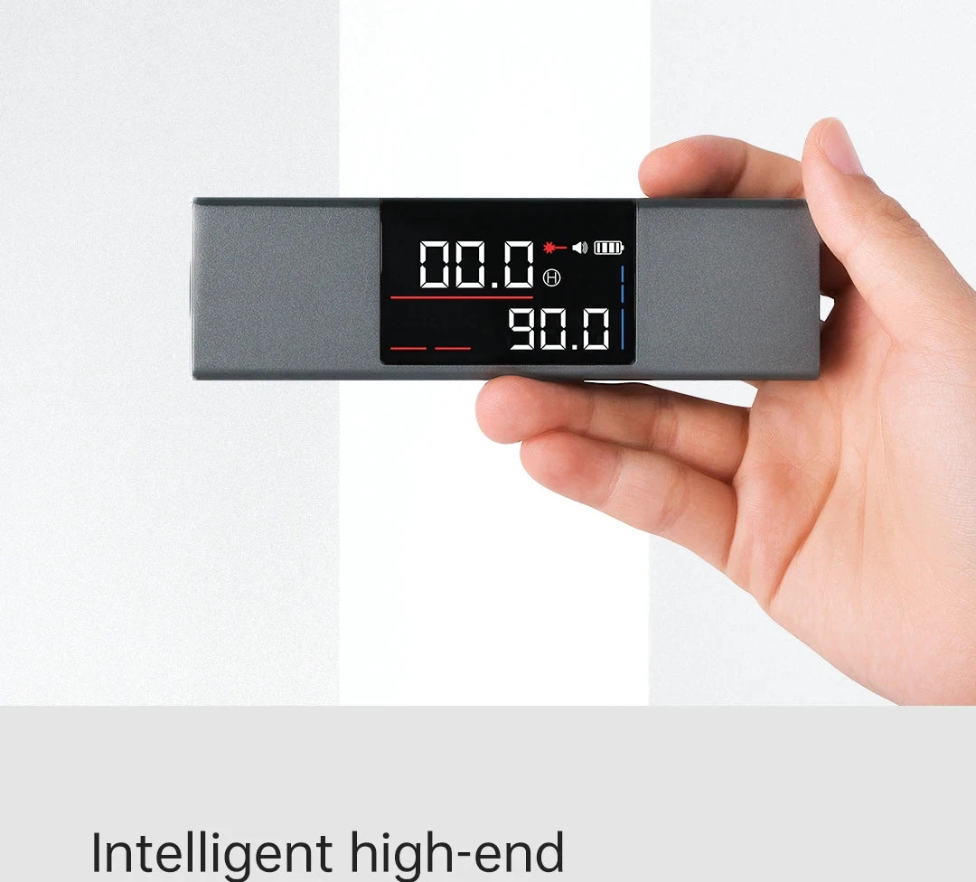 Digital inclinometer from Smartlyo with laser protractor, showing a close-up of the device displaying angle measurements