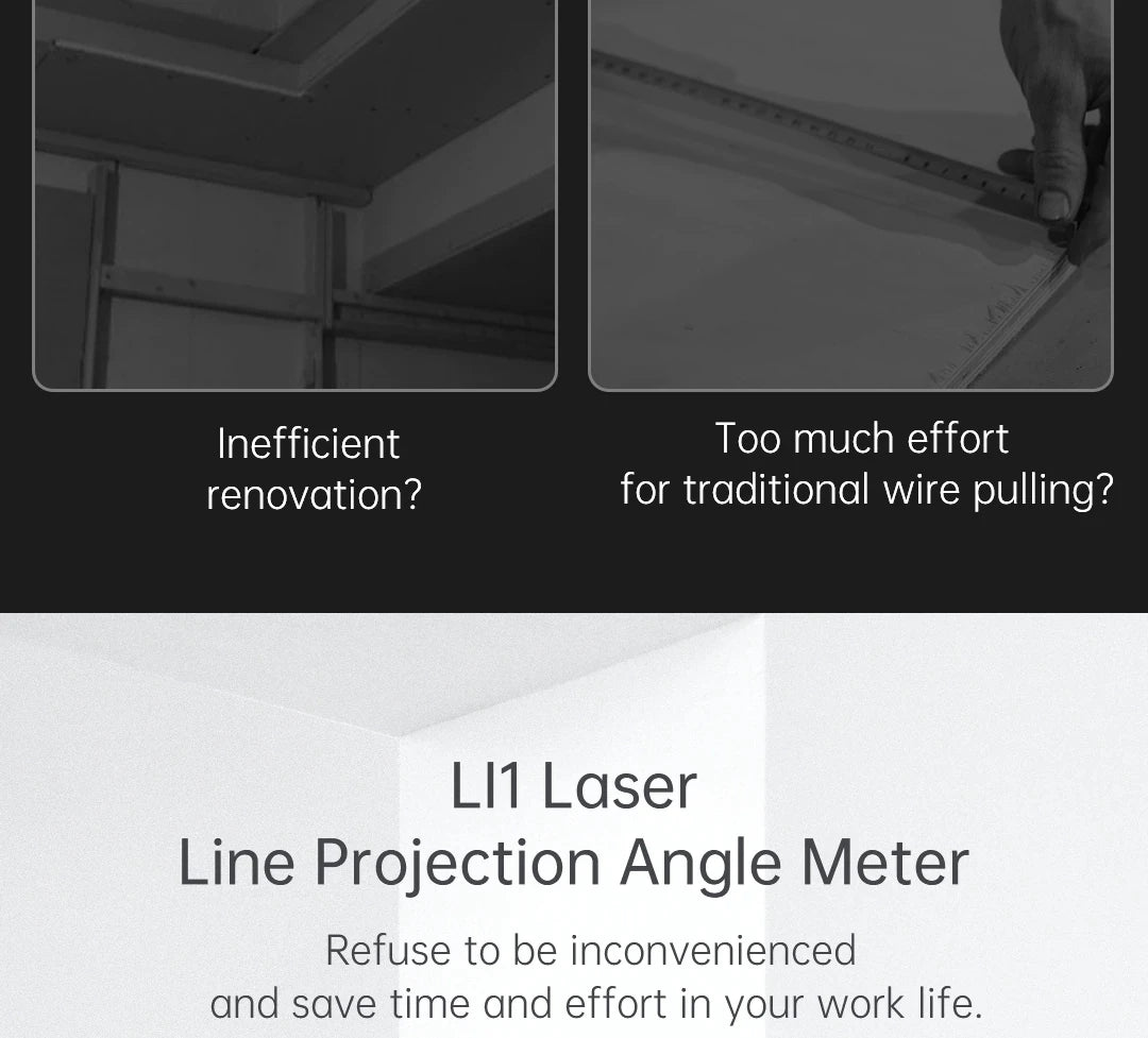 Smartlyo Laser Protractor Digital Inclinometer showing a digital display measuring angles with a sleek black design.
