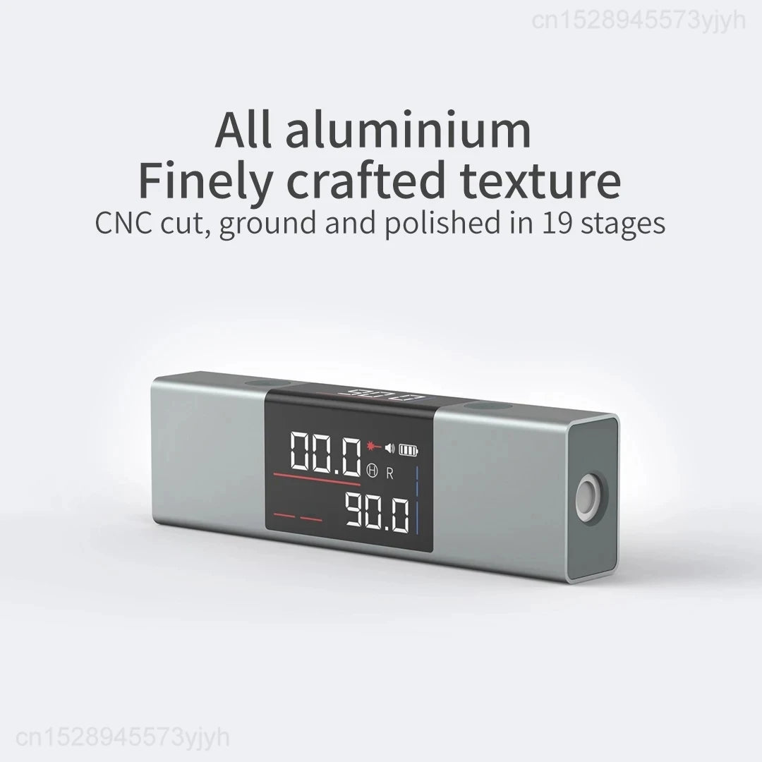 Smartlyo Laser Protractor Digital Inclinometer showing a digital display and measurement scale for precise angle measurement.