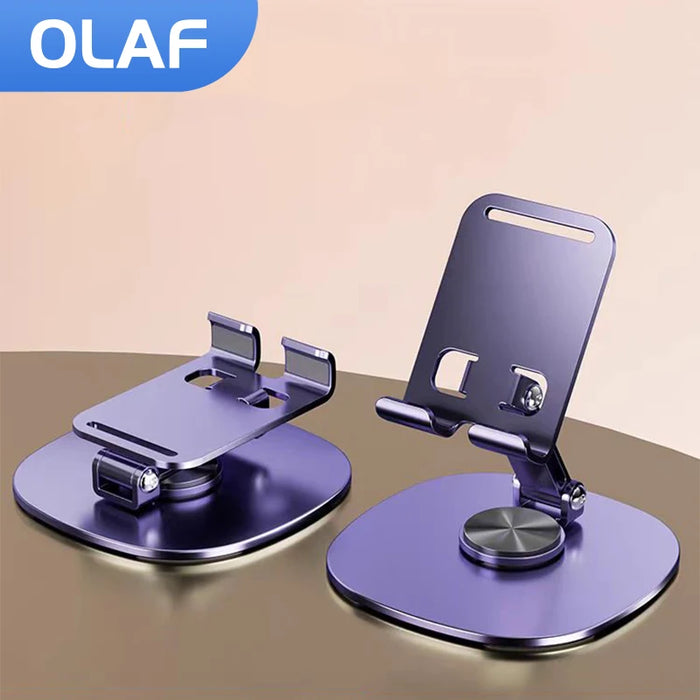 Olaf rotating table cell phone holder by Smartlyo, adjustable stand for hands-free viewing, with Olaf character design.
