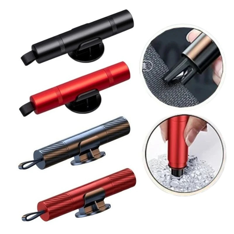Smartlyo 2-in-1 car safety hammer with window breaker and seat belt cutter in red and black