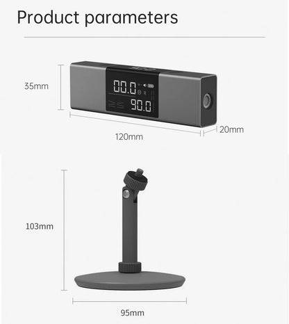 Digital inclinometer from Smartlyo Laser Protractor with LCD display for precise angle measurement and leveling tasks.
