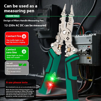 Foldable Wire Stripper & Crimping Pliers with Voltage Detector