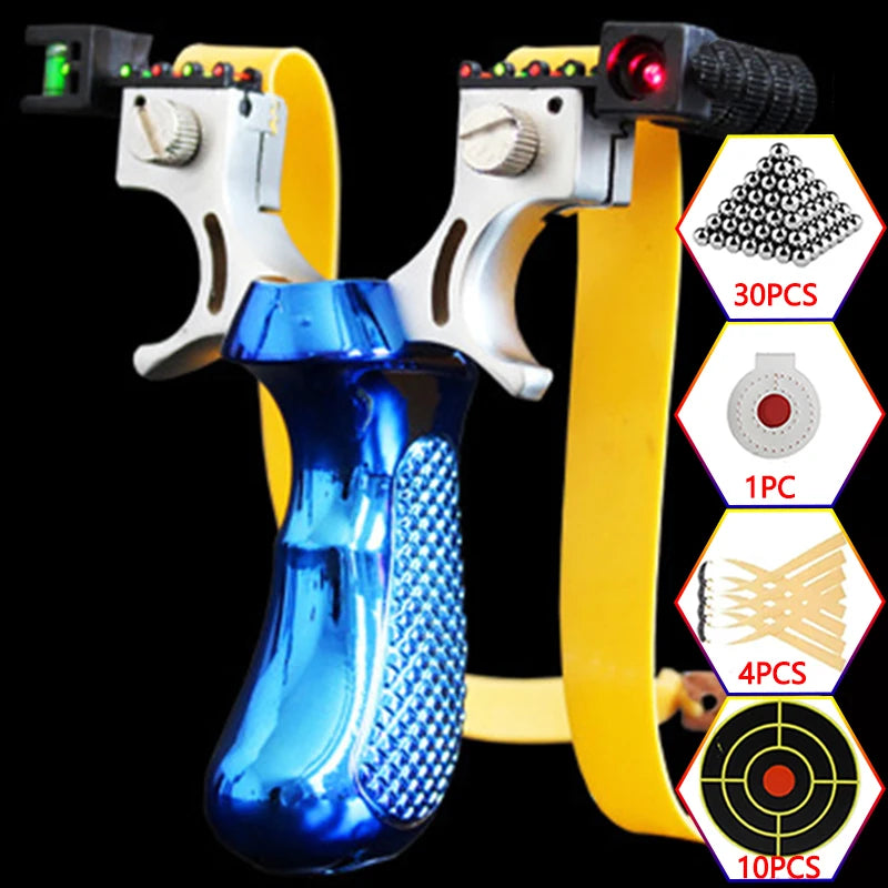Smartlyo Laser Precision Slingshot with ergonomic grip and high-tension rubber bands, ready for accurate shooting.