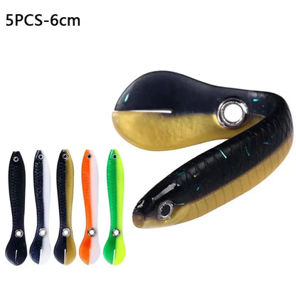 Realistic flexible fishing lure set by Smartlyo featuring lifelike colors and detailed designs for freshwater and saltwater fishing.