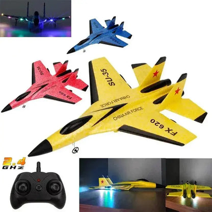 Smartlyo SU35 RC plane toy flying in the sky, detailed model with sleek design and vibrant colors for remote control flying fun.