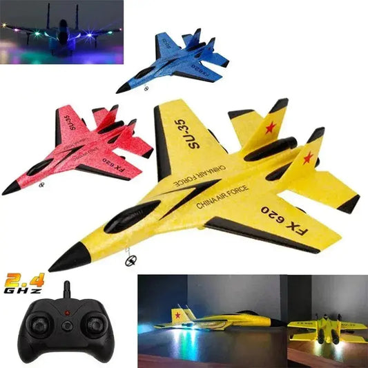 Smartlyo SU35 RC plane toy flying in the sky, detailed model with sleek design and vibrant colors for remote control flying fun.