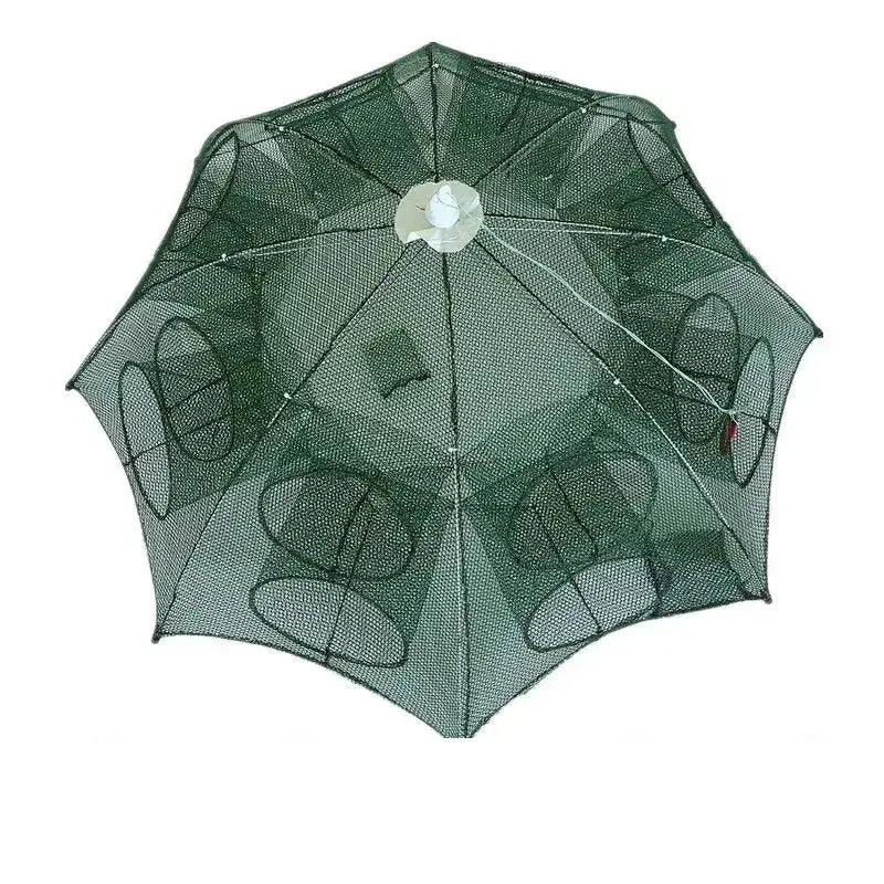 Smartlyo foldable fishing net with extended handle and mesh basket, ideal for anglers and portable for fishing trips.