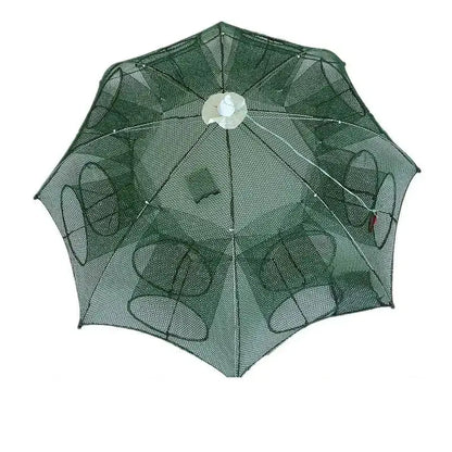 Smartlyo foldable fishing net with extended handle and mesh basket, ideal for anglers and portable for fishing trips.