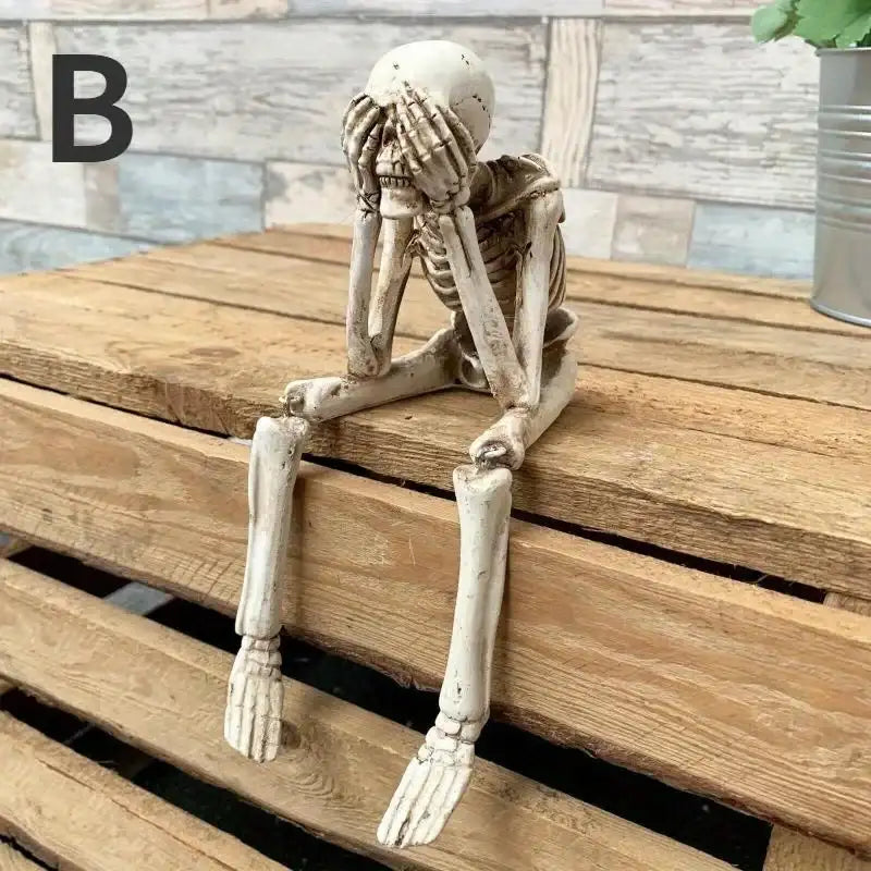 Realistic human skeleton model for Halloween decoration by Smartlyo, showcasing detailed bones and spooky pose.