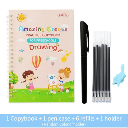Magic Wipe-Clean Practice Book – Reusable English Writing Book for Kids with Stickers
