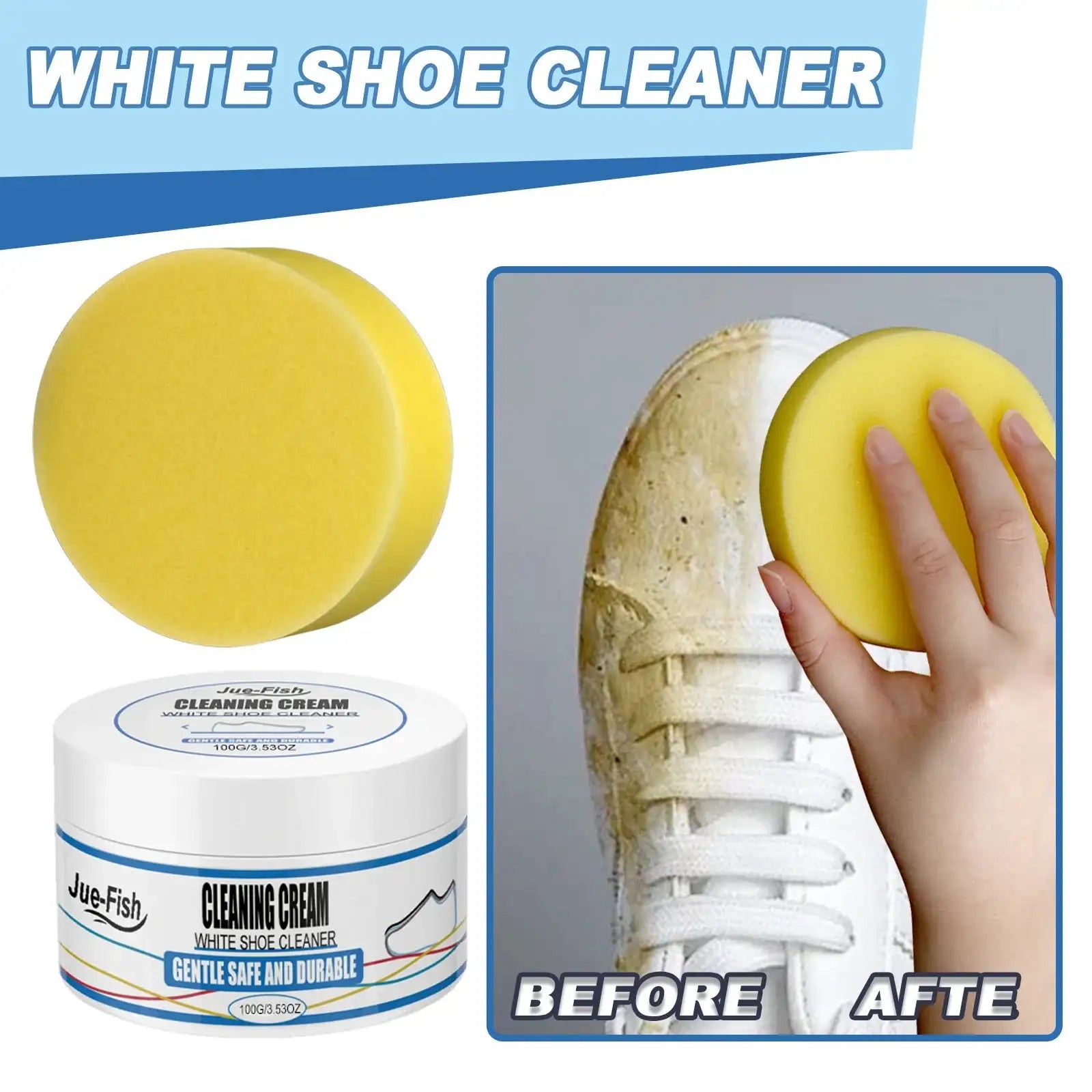 Smartlyo white shoe cleaning cream in a tube, designed for cleaning and restoring white leather shoes.