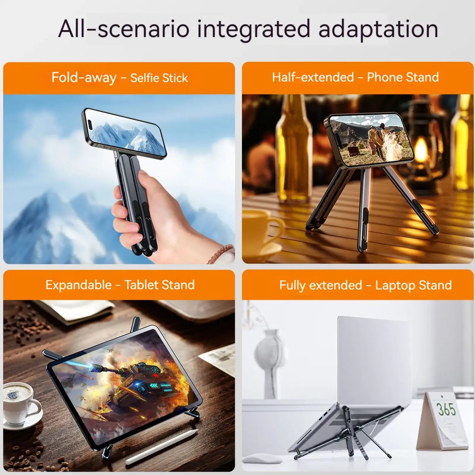 Foldable magnetic iPhone holder and laptop stand by Smartlyo, showing sleek design and adjustable angles for easy device support.