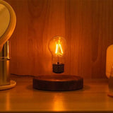 Magnetic levitation lamp by Smartlyo floating above its base with a sleek modern design and glowing light effect