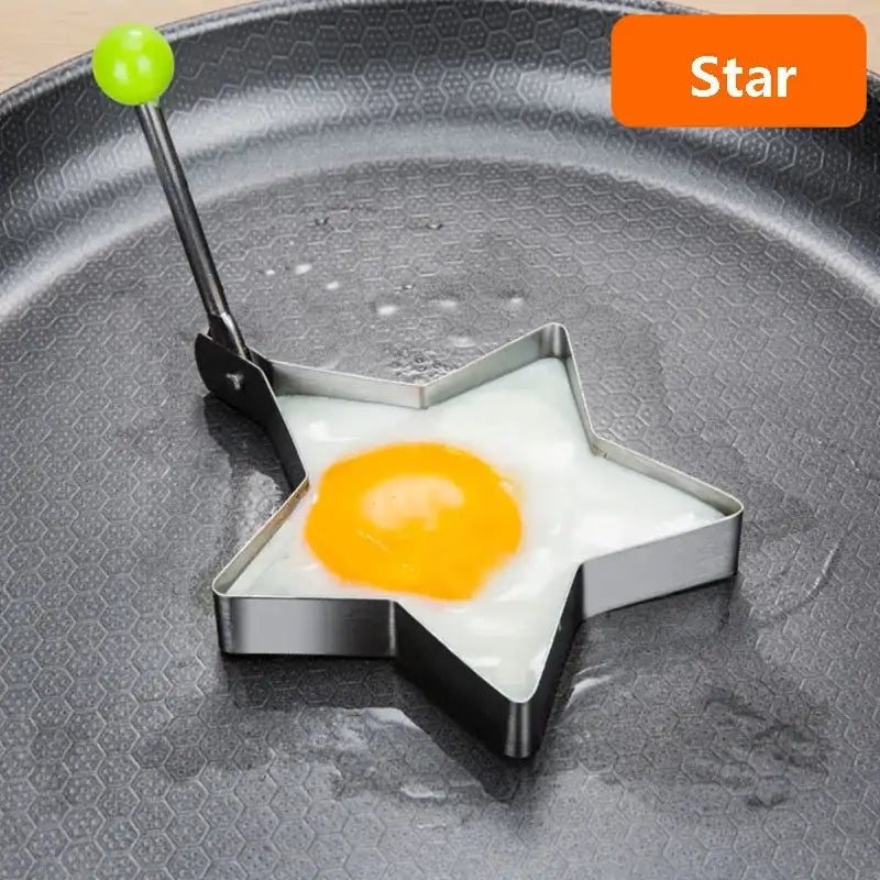 Smartlyo stainless steel heart-shaped fried egg mold and pancake maker for breakfast cooking and omelette rings.