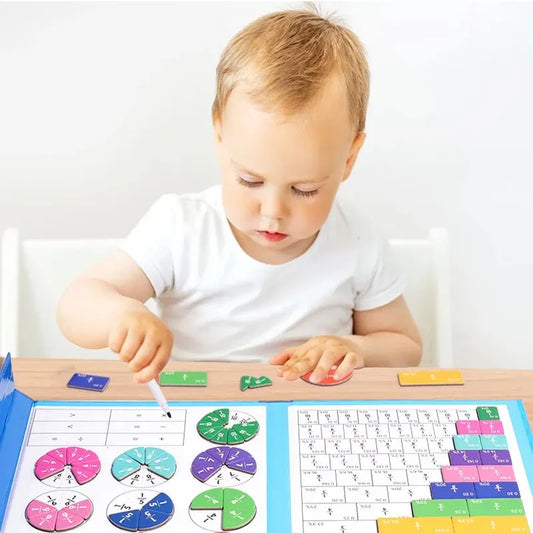 Magnetic fraction puzzles by Smartlyo featuring colorful, interactive pieces for learning fractions and math skills.