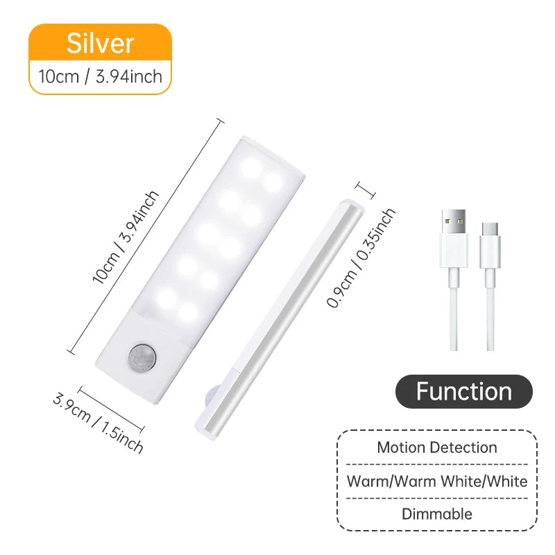 Motion Sensor LED Cabinet Light – USB Rechargeable