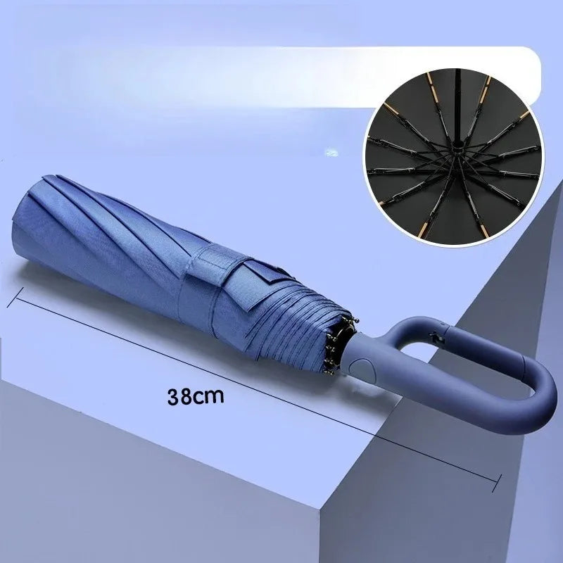 20 Bones 105cm Large Wind & Rain-Resistant Fully Automatic Ring-Buckle UV Protection Umbrella – Reinforced Double-Layer Canopy