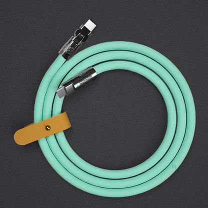 Smartlyo Fast Charge Type C silicone elbow cable with 180° rotating connector, flexible and durable for easy device charging.