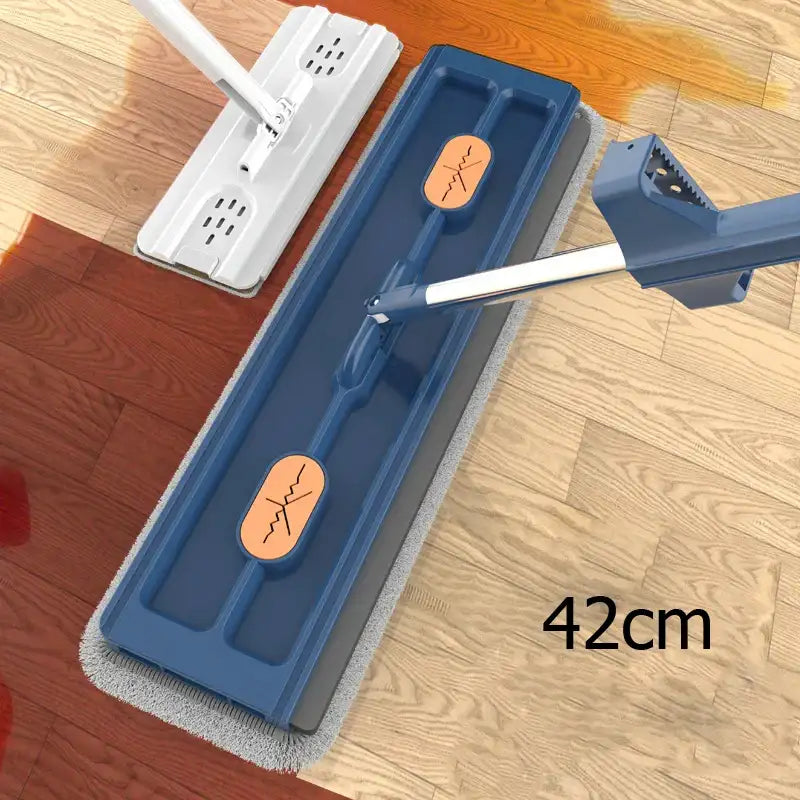 Smartlyo self-wringing 360° flat mop with a mop head and handle for easy cleaning and efficient floor mopping.