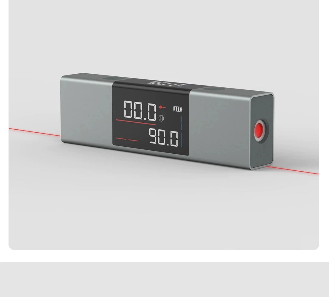Digital inclinometer by Smartlyo with laser protractor display, showing measurement in a professional, compact design.