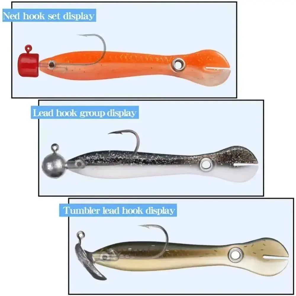 Realistic flexible fishing lure set by Smartlyo, featuring lifelike bait with vibrant colors and detailed fins for freshwater or saltwater fishing.