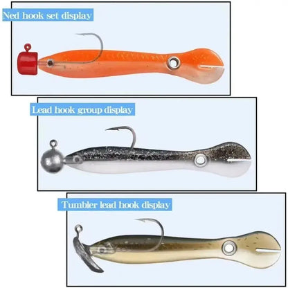 Realistic flexible fishing lure set by Smartlyo, featuring lifelike bait with vibrant colors and detailed fins for freshwater or saltwater fishing.