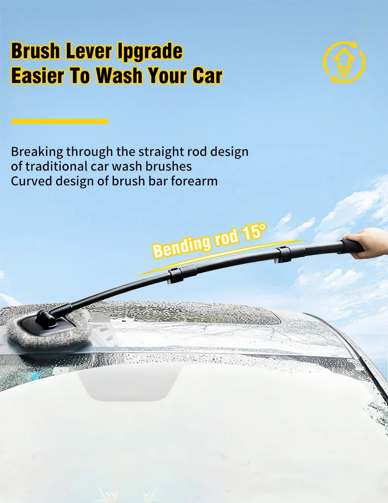 Smartlyo retractable bent bar car wash brush with ergonomic handle and soft bristles for effective vehicle cleaning.