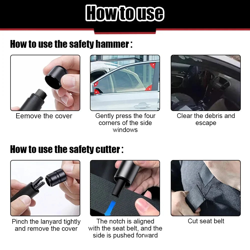 How to use the Smartlyo 2-in-1 car safety hammer and seat belt cutter