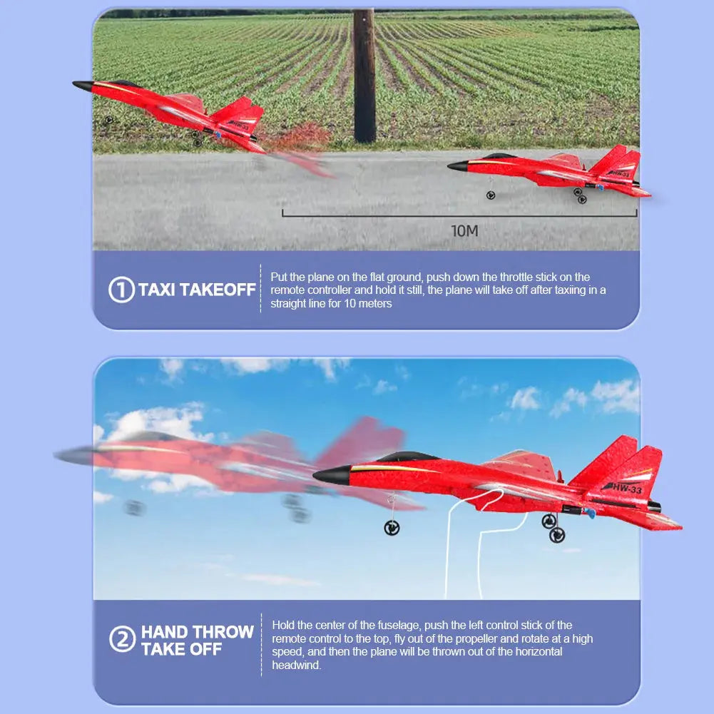 Smartlyo Remote Control SU-27 Plane flying in the sky, detailed model with wings, tail, and propellers, ready for flight.