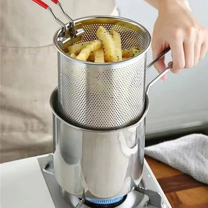 Smartlyo stainless steel fryer with a sleek design, featuring a frying basket and control panel for easy cooking.