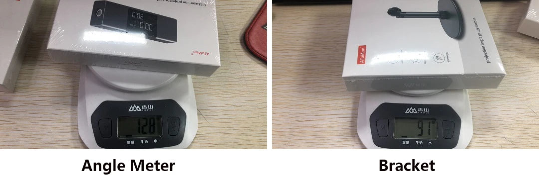 Digital inclinometer Laser Protractor by Smartlyo showing a close-up of its LCD display and ergonomic design for angle measurement.