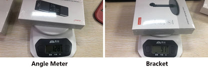 Digital inclinometer Laser Protractor by Smartlyo showing a close-up of its LCD display and ergonomic design for angle measurement.