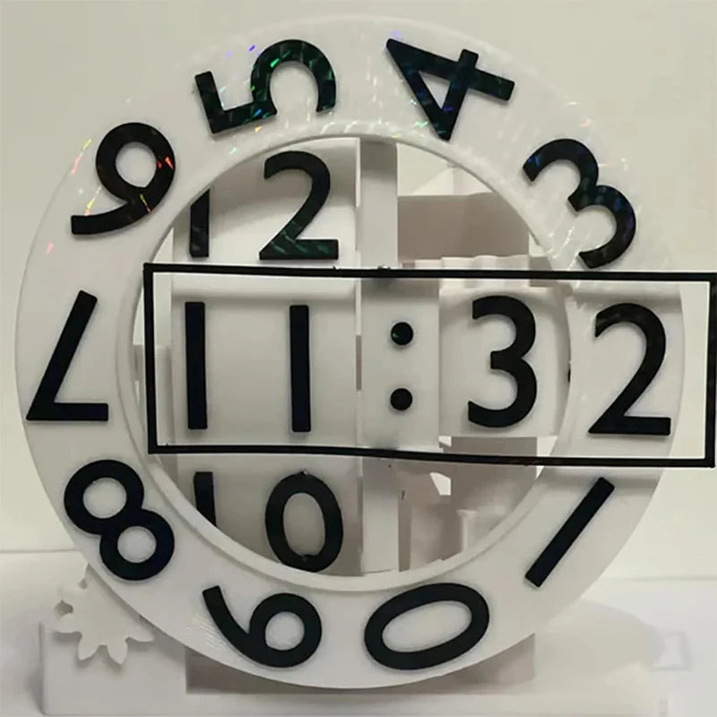 3D printed triaxial clock by Smartlyo with a rotating numeric display showcasing a modern, innovative design.
