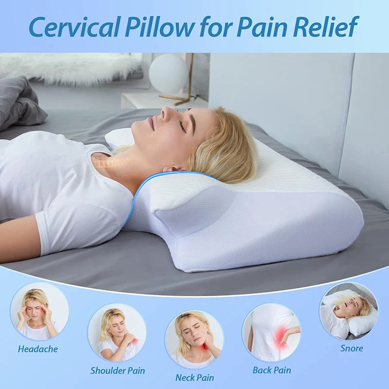Cervical orthopedic pillow by My Store, showing a white ergonomic pillow designed for neck support and spinal alignment.