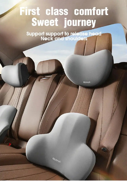 Smartlyo car lumbar support back cushion and neck pillow set for enhanced comfort during drives, shown in the image.