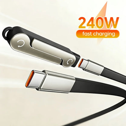 2-in-1 240W USB-C Cable & Foldable Bracket – Fast Charge + Phone/Tablet Stand