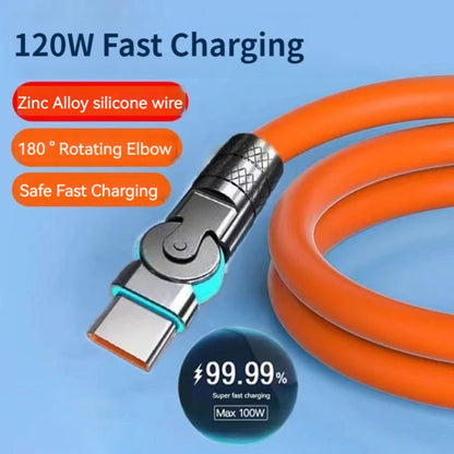 Smartlyo Fast Charge USB Type C silicone elbow connector with 180° rotating design, durable and flexible for easy device charging.
