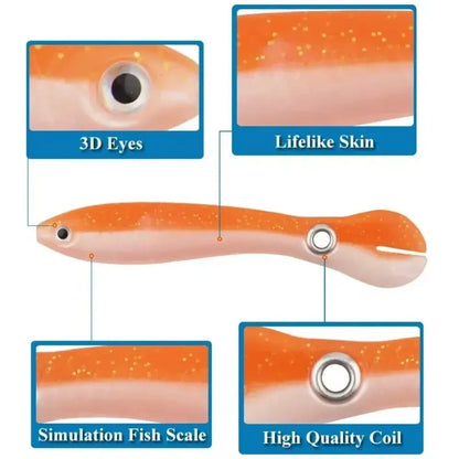 Realistic flexible fishing lure set by Smartlyo with multiple colorful lures designed to attract fish during fishing.
