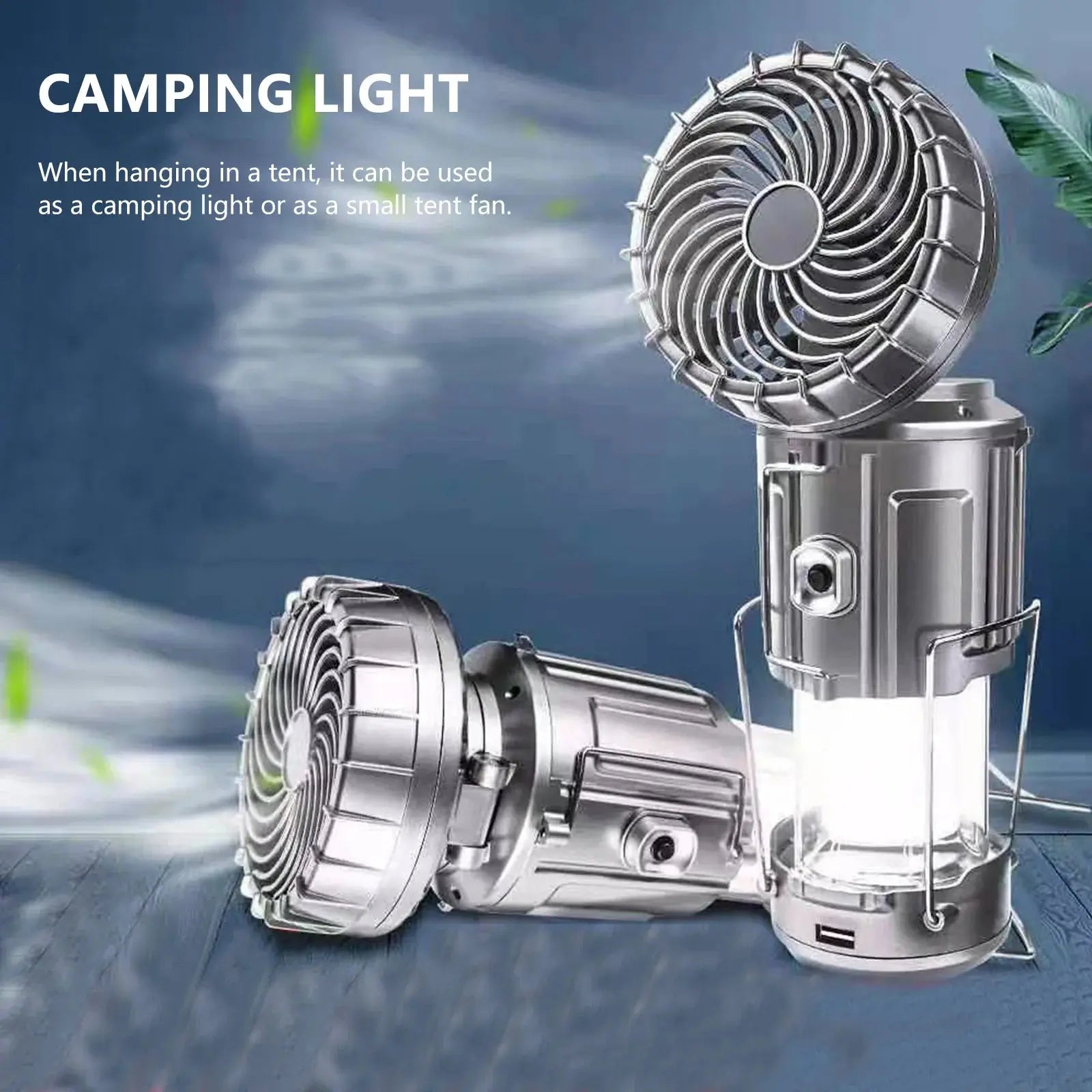 Smartlyo foldable camping fan light with adjustable brightness and fan settings, compact and portable for outdoor use